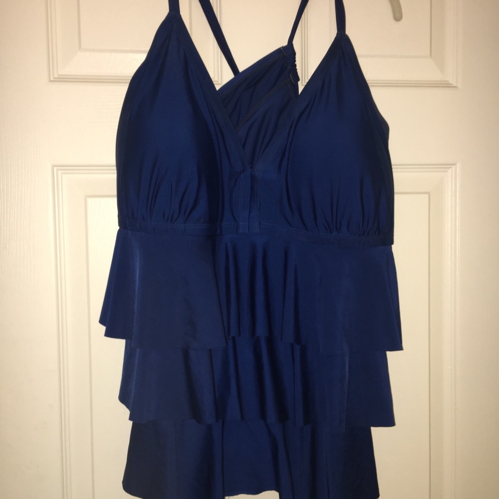 Navy Tankini with navy swim short bottom